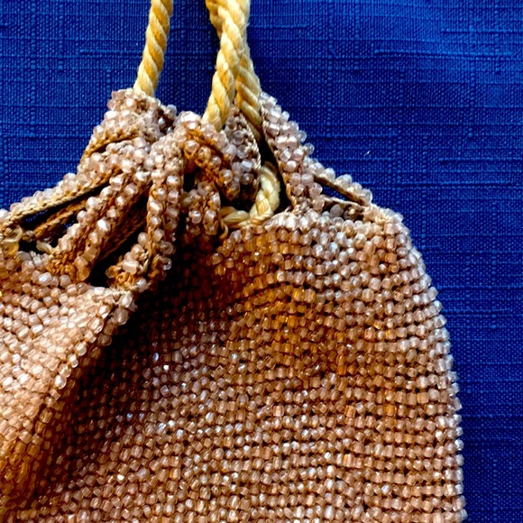 Vintage, Mauve, Beaded Drawstring Evening Purse - Picture 8 of 8